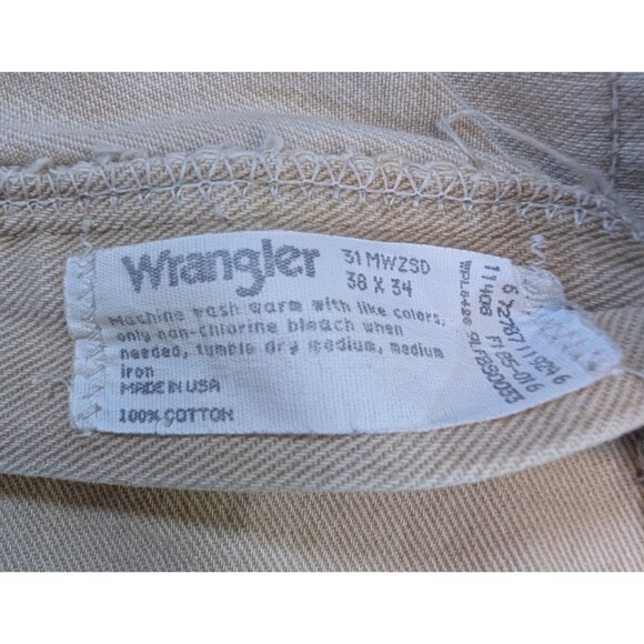 Vintage Wrangler Jeans Mens 38x34 Beige 31MWZ Denim Cowboy Cut Relaxed USA - Picture 4 of 8